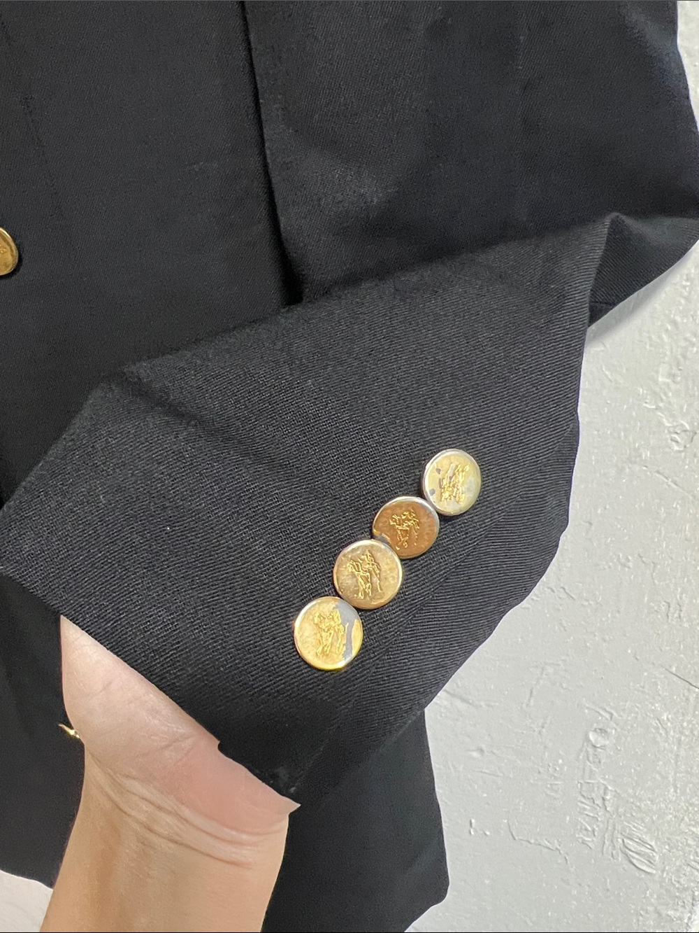 Burberry's Vintage Dark Navy Wool Double Breasted Blazer Gold Buttons - Picture 4 of 10